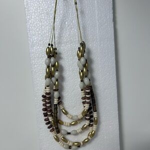 Elegant Gold and Brown Beaded Necklace